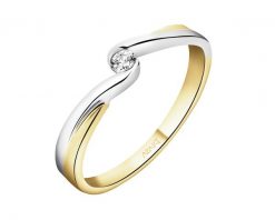 Pierścionek z żółtego złota z brylantem - 0,06 ct - próba 585. Żółte pierścionki Apart, z brylantem, złote. W wyprzedaży za 1,533.00 zł.