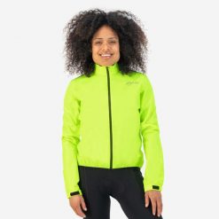 Kurtka rowerowa przeciwdeszczowa damska Rogelli Core. Żółte kurtki sportowe Rogelli, xs, bez wzorów, bez kaptura, rowerowe. Za 274.99 zł.