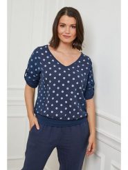 Curvy Lady Lniana bluzka w kolorze granatowym rozmiar: 48/50. Niebieskie bluzki Curvy Lady, bez wzorów, ze lnu, klasyczne, bez kołnierzyka, bez ramiączek. Za 109.78 zł.