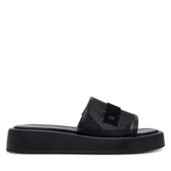 Klapki DKNY. Czarne klapki DKNY, bez wzorów, bez obcasa. Za 399.99 zł.