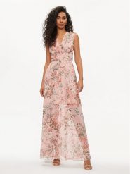 Guess Sukienka koktajlowa W3GK60 WDW82 Różowy Regular Fit. Czerwone sukienki Guess, xxl, z aplikacjami, z syntetyku, wizytowe, bez kołnierzyka, bez ramiączek. Za 799.99 zł.