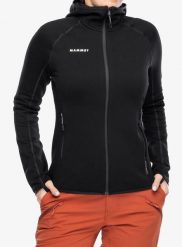 Bluza trekkingowa damska Mammut Aconcagua ML Hooded Jacket. Czarne bluzy Mammut, m, bez wzorów, z materiału, z kapturem. Za 859.15 zł.