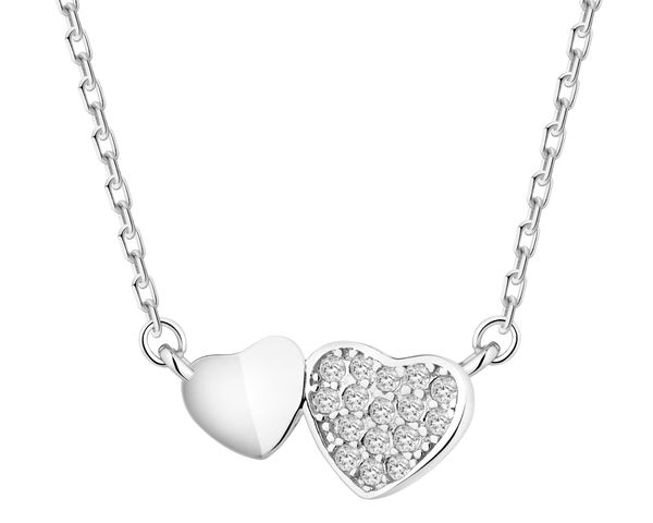 Naszyjnik srebrny z cyrkoniami - serca. Szare naszyjniki Apart, z cyrkonią, srebrne. Za 169.00 zł.