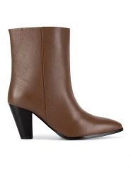 Gino Rossi Botki HANYIA-116027 Brązowy. Brązowe botki Gino Rossi, bez wzorów, ze skóry, bez obcasa, na słupku, bez zapięcia. Za 399.99 zł.