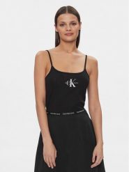 Calvin Klein Jeans Top Monologo J20J223105 Czarny Slim Fit. Czarne topy Calvin Klein Jeans, xs, bez wzorów, z bawełny, bez kołnierzyka, bez ramiączek. Za 89.99 zł.