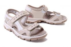 RIEKER 68866-62 beige, sandały damskie. Brązowe sandały Rieker, bez wzorów, bez obcasa, bez zapięcia. Za 339.90 zł.