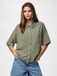 Pieces Koszula w kolorze khaki rozmiar: L. Brązowe koszule Pieces, l, bez wzorów, bez kołnierzyka, bez ramiączek. Za 127.35 zł.