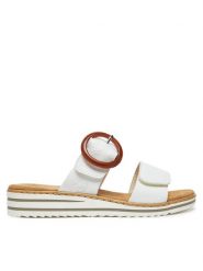 Rieker Klapki V0692-80 Biały. Białe klapki Rieker, bez wzorów, z syntetyku, bez obcasa. Za 219.99 zł.