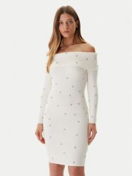Guess Sukienka dzianinowa W5BK64 Z2YJ2 Écru Slim Fit. Sukienki Guess, m, z aplikacjami, z dzianiny, bez kołnierzyka, bez ramiączek. Za 699.99 zł.