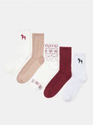 Wysokie skarpety z motywem świątecznym 5 pack - wielobarwny. Skarpety Sinsay, bez wzorów. Za 17.99 zł.