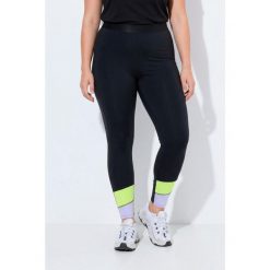 Damskie Sportowe legginsy szerokie kolorowe pasy kieszenie. Czarne legginsy Ulla Popken, plus size, bez wzorów, z elastanu. Za 239.99 zł.