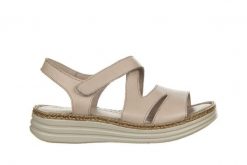 Sandały Bayla-161 022 02 8663 Stone 161426, Szary, Skóra naturalna - 37. Szare sandały Bayla, bez wzorów, z materiału, bez obcasa, na koturnie, bez zapięcia. W wyprzedaży za 134.10 zł.