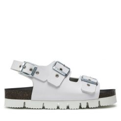 Sandały Dr. Brinkmann. Białe sandały Dr. Brinkmann, bez wzorów, bez obcasa, na płaskiej podeszwie, bez zapięcia. Za 309.99 zł.