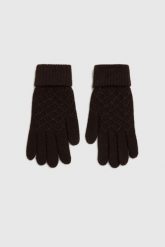 Rękawiczki dzianinowe brązowe. Brązowe rękawiczki MOODO, bez wzorów, z dzianiny. Za 39.99 zł.