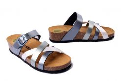 DR. BRINKMANN 700698-09 anthrazit, klapki damskie. Szare klapki Dr. Brinkmann, bez wzorów, bez obcasa, na koturnie. Za 143.43 zł.