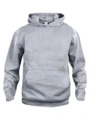 Clique Basic Hoody Junior szary melanż, bluza z kapturem wytrzymała – grey. Szare bluzy CLIQUE, bez wzorów, z bawełny, z kapturem. Za 145.25 zł.