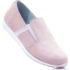 Buty wsuwane ze skóry welurowej bonprix dymny różowy. Czerwone obuwie sportowe bonprix, ze skóry, bez zapięcia. Za 62.99 zł.