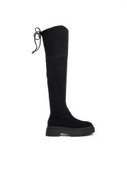 DeeZee Kozaki 8761-2 Czarny. Czarne kozaki DeeZee, z materiału, bez obcasa, na płaskiej podeszwie, bez zapięcia. Za 219.99 zł.