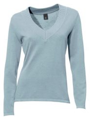 Heine Sweter w kolorze błękitnym rozmiar: 46. Niebieskie swetry Heine, bez wzorów, z bawełny, bez ramiączek. Za 78.99 zł.