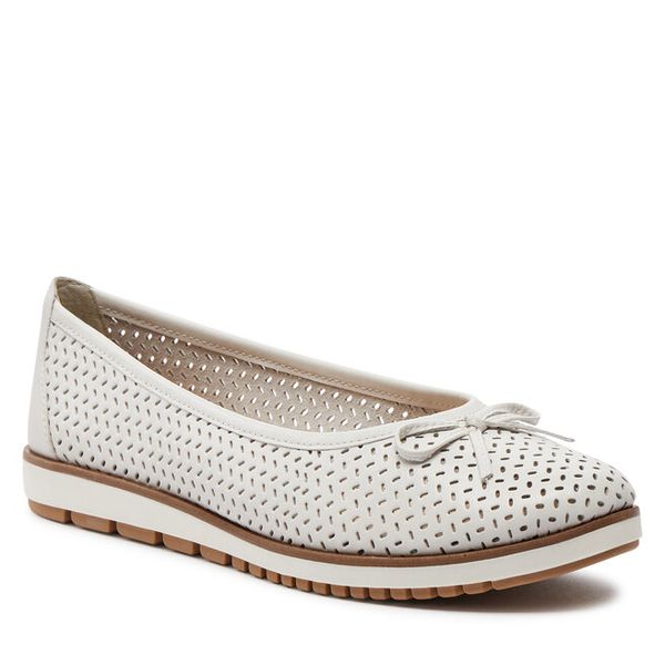 Baleriny Tamaris. Białe baleriny Tamaris, bez wzorów, bez obcasa. Za 289.99 zł.