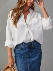 Milan Kiss Bluzka w kolorze białym rozmiar: XL. Białe bluzki Milan Kiss, xl, bez wzorów, prążkowane, bez kołnierzyka, bez ramiączek. Za 139.87 zł.