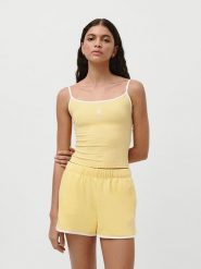 LeGer Top "Ela" w kolorze żółtym rozmiar: 40. Żółte topy LeGer, bez wzorów, bez kołnierzyka, bez ramiączek. Za 56.99 zł.