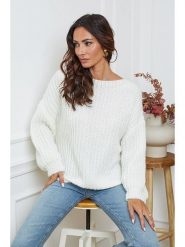 So Cachemire Sweter "Candji" w kolorze białym rozmiar: M. Białe swetry So Cachemire, m, bez wzorów, z wełny, bez ramiączek. Za 187.96 zł.