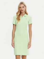 Tommy Hilfiger Sukienka codzienna WW0WW43228 Zielony Slim Fit. Zielone sukienki TOMMY HILFIGER, na co dzień, xxs, bez wzorów, z bawełny, bez kołnierzyka, bez ramiączek, proste. Za 329.99 zł.