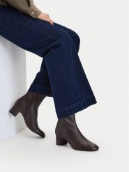 GINO ROSSI Botki C-TS6317-01 Brązowy ciemny. Brązowe botki Gino Rossi, bez wzorów, ze skóry, bez obcasa, na słupku, bez zapięcia. Za 349.99 zł.