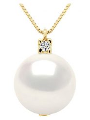 Pearline Złoty naszyjnik z perłą i diamentem - dł. 42 cm rozmiar: onesize. Białe naszyjniki Pearline, z diamentem, złote. Za 2,278.95 zł.