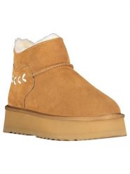 Geographical Norway Botki zimowe "Ofleche" w kolorze jasnobrązowym rozmiar: 39. Brązowe botki Geographical Norway, na zimę, bez wzorów, z futra, bez obcasa, bez zapięcia. Za 152.99 zł.