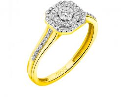 Pierścionek z żółtego i białego złota z diamentami - 0,19 ct - próba 585. Białe pierścionki Apart, z diamentem, złote. Za 3,190.00 zł.