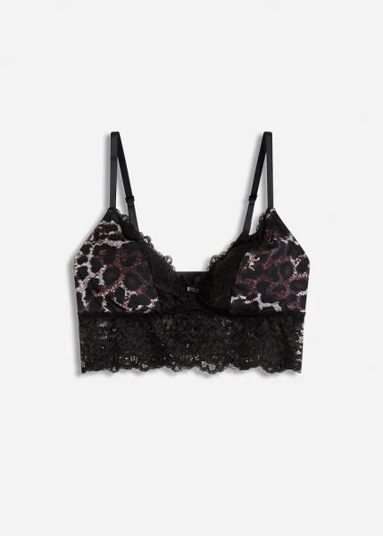 Biustonosz bustier z trójkątnymi miseczkami z koronką. Czarne biustonosze bonprix, bez wzorów, z koronki. Za 77.99 zł.