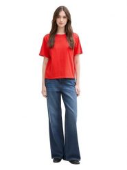 TOM TAILOR Denim Koszulka w kolorze czerwonym rozmiar: S. Czerwone bluzki TOM TAILOR DENIM, s, bez wzorów, z bawełny, bez kołnierzyka, bez ramiączek. Za 37.38 zł.