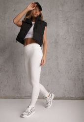 Białe Legginsy Basic z Modelującą Wstawką w Pasie Liacan. Białe legginsy Renee, l, bez wzorów, z jeansu, krótkie. Za 49.99 zł.