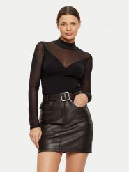 Morgan Bluzka 242-TIMARA Czarny Slim Fit. Czarne bluzki Morgan, s, bez wzorów, z syntetyku, bez kołnierzyka, bez ramiączek. Za 159.99 zł.