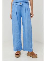 Lin Passion Lniane spodnie w kolorze błękitnym rozmiar: 38/40. Niebieskie spodnie materiałowe Lin Passion, bez wzorów, ze lnu, z standardowym stanem. Za 143.99 zł.