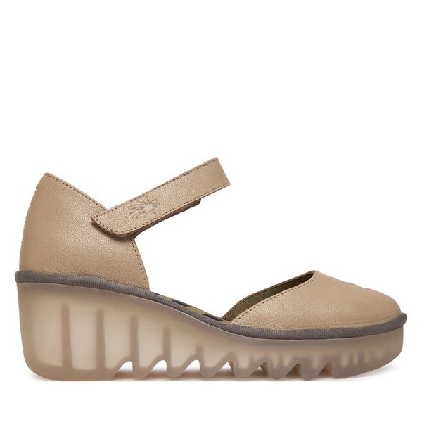 Półbuty Fly London. Brązowe czółenka Fly London, bez wzorów, bez obcasa, na koturnie, bez zapięcia. Za 547.99 zł.