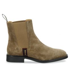 Sztyblety Gant. Brązowe botki GANT, bez wzorów, bez obcasa, na płaskiej podeszwie, bez zapięcia. Za 719.99 zł.