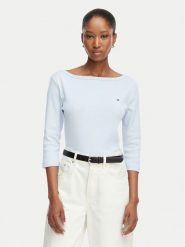 Tommy Hilfiger Bluzka Cody Boat-Nk WW0WW49928 Niebieski jasny Regular Fit. Niebieskie bluzki TOMMY HILFIGER, s, bez wzorów, z bawełny, bez kołnierzyka, bez ramiączek. Za 249.99 zł.