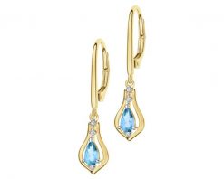 Kolczyki z żółtego złota z diamentami i topazami - próba 375. Żółte kolczyki Apart, z diamentem, złote. Za 1,790.00 zł.