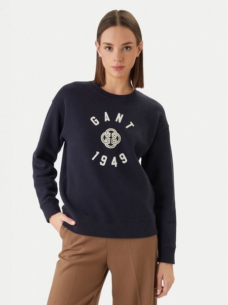 Gant Bluza 4201485 Granatowy Regular Fit. Niebieskie bluzy GANT, l, bez wzorów, z bawełny, bez kaptura. Za 410.99 zł.