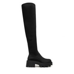 Kozaki DeeZee. Czarne kozaki DeeZee, bez obcasa, na płaskiej podeszwie, bez zapięcia. Za 249.99 zł.