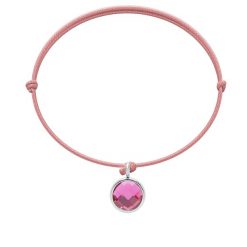 Bransoletka z posrebrzaną zawieszką z różowym kryształem na cienkim różowym sznurku. Czerwone bransoletki Lilou, posrebrzane. Za 109.00 zł.