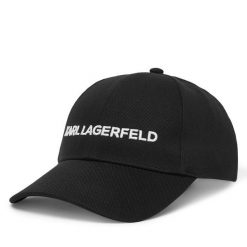 Czapka z daszkiem KARL LAGERFELD. Czarne czapki KARL LAGERFELD, bez wzorów. Za 299.99 zł.