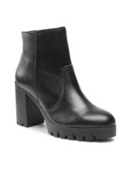 Lasocki Botki T144 Czarny. Czarne botki Lasocki, bez wzorów, ze skóry, bez obcasa, na słupku, bez zapięcia. Za 196.99 zł.