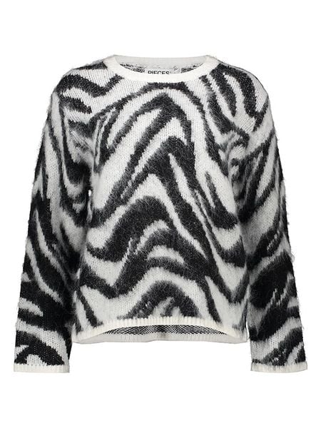 Pieces Sweter w kolorze biało-czarnym rozmiar: XL. Białe swetry Pieces, xl, bez wzorów, z wełny, bez ramiączek. Za 139.95 zł.