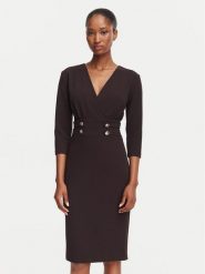 Rinascimento Sukienka koktajlowa CFC0131070003 Brązowy ciemny Slim Fit. Brązowe sukienki Rinascimento, l, bez wzorów, z syntetyku, wizytowe, bez kołnierzyka, bez ramiączek. Za 629.99 zł.