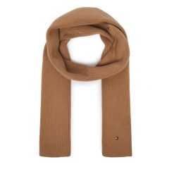 Szalik Tommy Hilfiger. Brązowe szaliki TOMMY HILFIGER, bez wzorów. Za 289.99 zł.