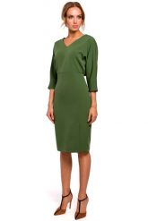 Zielona Sukienka Oversize z Ołówkowym Dołem. Zielone sukienki MOE, l, bez wzorów, z elastanu, wizytowe, bez kołnierzyka, bez ramiączek, ołówkowe. Za 253.90 zł.